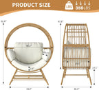 Egg Chair Outdoor Indoor, Oversized Rattan Chair with Thicken Cushion, 350LBS Capacity Wicker Patio Lounge Chair, Basket Chair for Living Room Balcony Porch Backyard, Beige