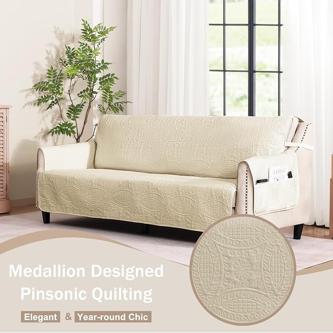 Quilted Camel Sofa Slipcovers - Image 3