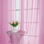 Chyhomenyc Pink Sheer Curtains 84 Inches Long 2 Panels, Light Filtering Pink - Image 2
