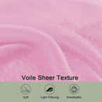 Pink Sheer Curtain 90 Inches Long 2 Panels Set, Solid Filmy Drapes - Image 4
