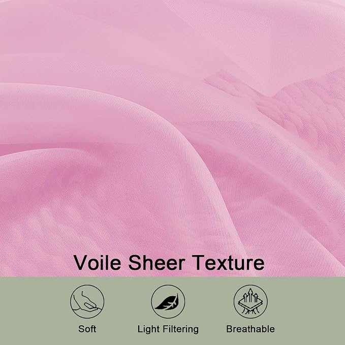 Sheer Curtains 84 Inches Long 2 Panels Set, Sheer Pink Curtains - Image 5