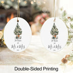 20th Anniversary Ornament Gifts for Couple, 20th Wedding Anniversary for 20 Year as Mr and Mrs Gifts, Ceramic Keepsake 20 Year Anniversary Christmas Ornaments with Ribbon and Box