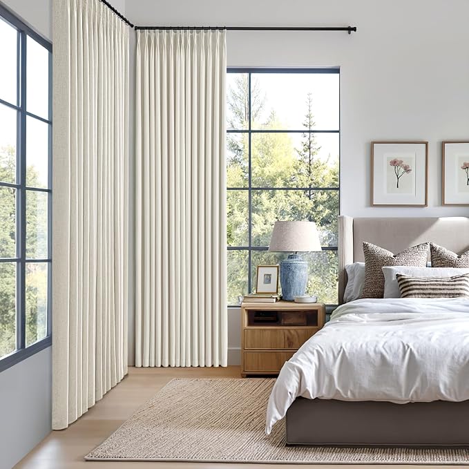 MIULEE Natural Extra Wide Pinch Pleated Blackout Curtains 60x96 Inches | Memory - Image 2