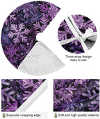 Christmas Purple Snowflake Party Tree Skirt, Seasonal Tree Mat Holiday Party Supplies Ornaments Indoor Outdoor Decorations for Tabletop Trees 47.2 Inches