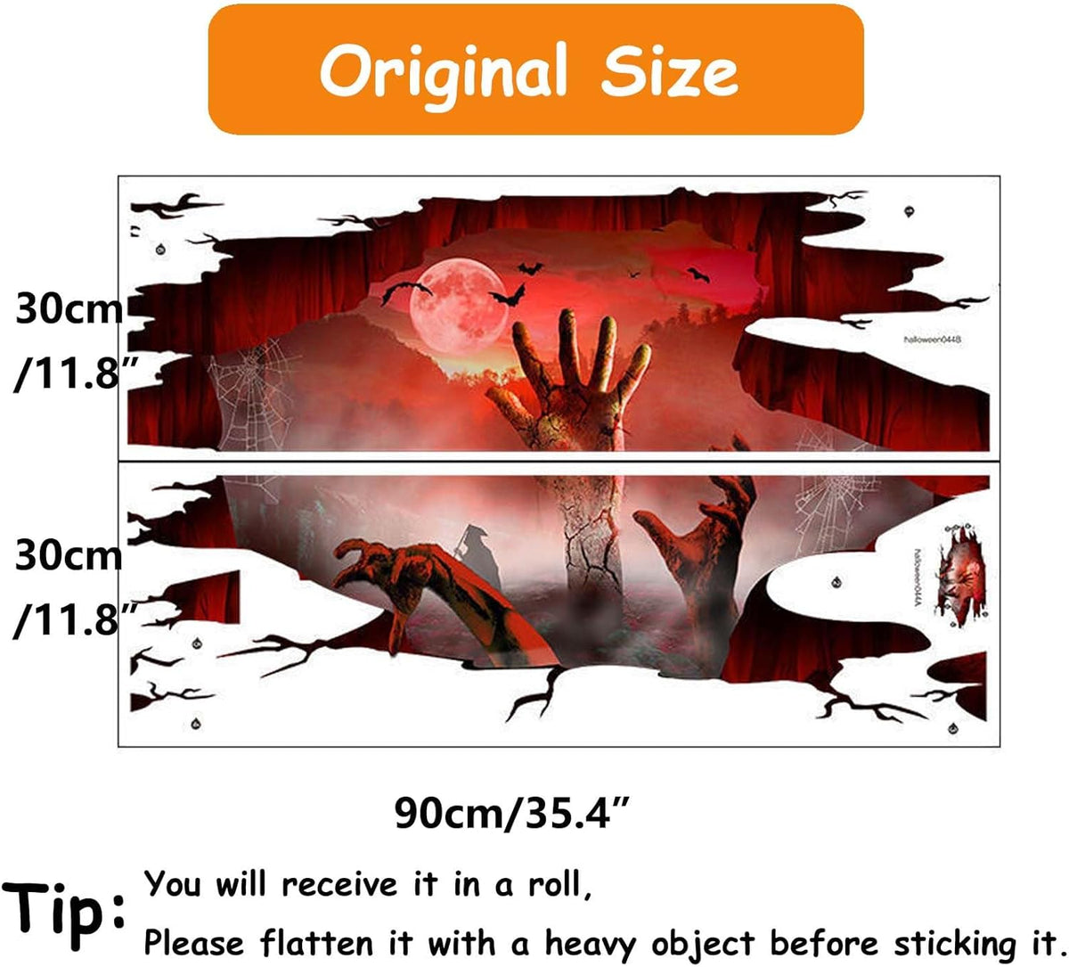 Halloween Wall Stickers Bat Ghost Scary Decor Large Removable Floor Room Decals Decoration Window Clings Party Supplies for Windows Glass Home Ornaments