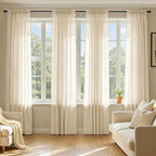 MIULEE Cream Sheer Curtains 108 Inches Long 4 Panels 42 x 108 Inches | Light by MIULEE
