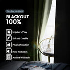 SimpleHome Sage 100% Blackout Curtains Room Darkening Living Room 45 Inch | - Image 3