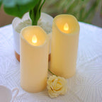CANDLE CHOICE Waterproof Outdoor Battery Operated Flameless Candles with Timer Flickering Plastic Resin Electric LED Pillar Lights for Lantern Patio Garden Wedding Party Decorations 3x7 Inches 2 Pack