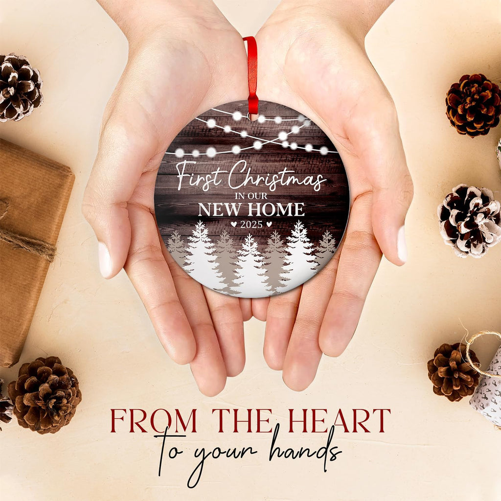 New Home Ornament 2025 - First Christmas in Our New Home Ornament - Housewarming Gifts for Women, Couples, Homeowners - First Home Gift Ceramic Christmas Ornament Keepsake, Home Décor 2025