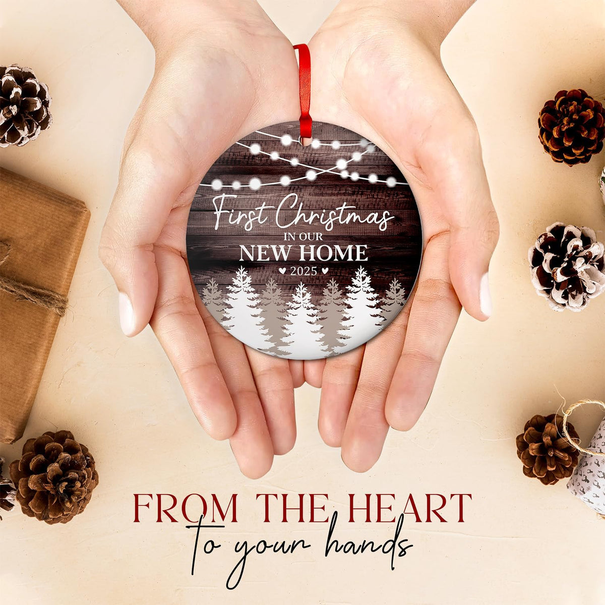 New Home Ornament 2025 - First Christmas in Our New Home Ornament - Housewarming Gifts for Women, Couples, Homeowners - First Home Gift Ceramic Christmas Ornament Keepsake, Home Décor 2025