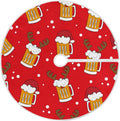 Christmas Funny Beer Tree Skirt, Seasonal Tree Mat Holiday Party Supplies Ornaments Indoor Outdoor Decorations for Tabletop Trees 35.4 Inches