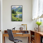 The scenery of mountain streams and green meadows is suitable for living rooms bedrooms offices landscape posters and wall paintings