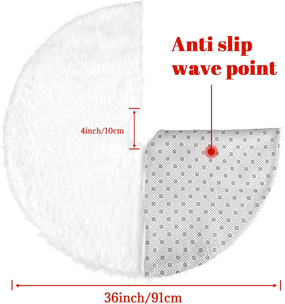 36 Inch Faux Fur Christmas Tree Skirt Soft Snow White Plush Tree Mat Christmas Decorations Fluffy Tree Skirts Xmas Holiday Party Indoor Decorations