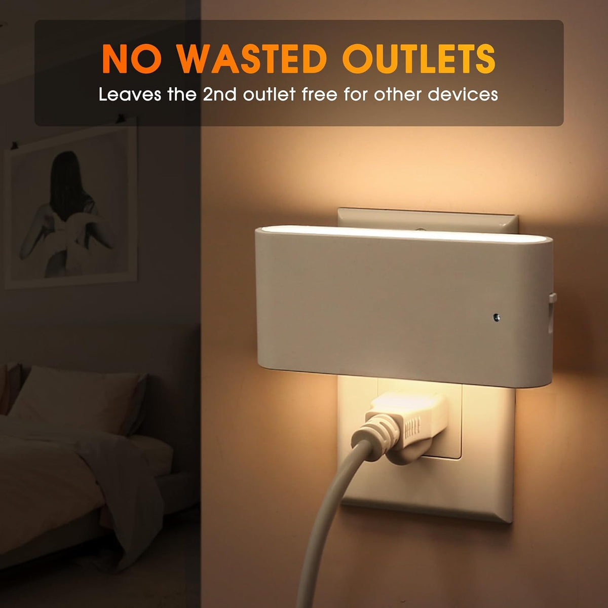 Briignite Night Lights Plug into Wall, LED Night Light with Dusk to Dawn Light Sensor, 2 Pack,Dimmable Night Light Plug in, 3000K Soft White Nightlight for Kids Room Bedroom Hallway Kitchen