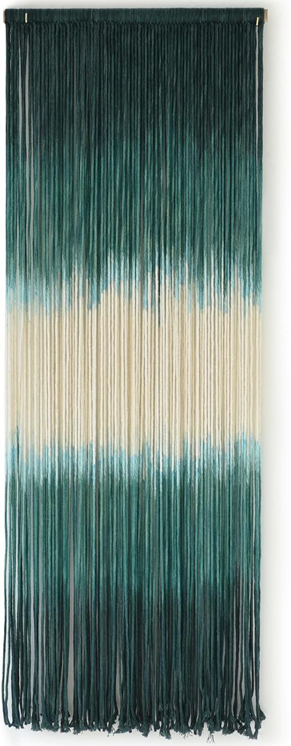 Macrame Wall Hanging Green Boho Handmade Ombre Wall Art Decor for Living Room Bedroom Fiber Art 15''W*43''L