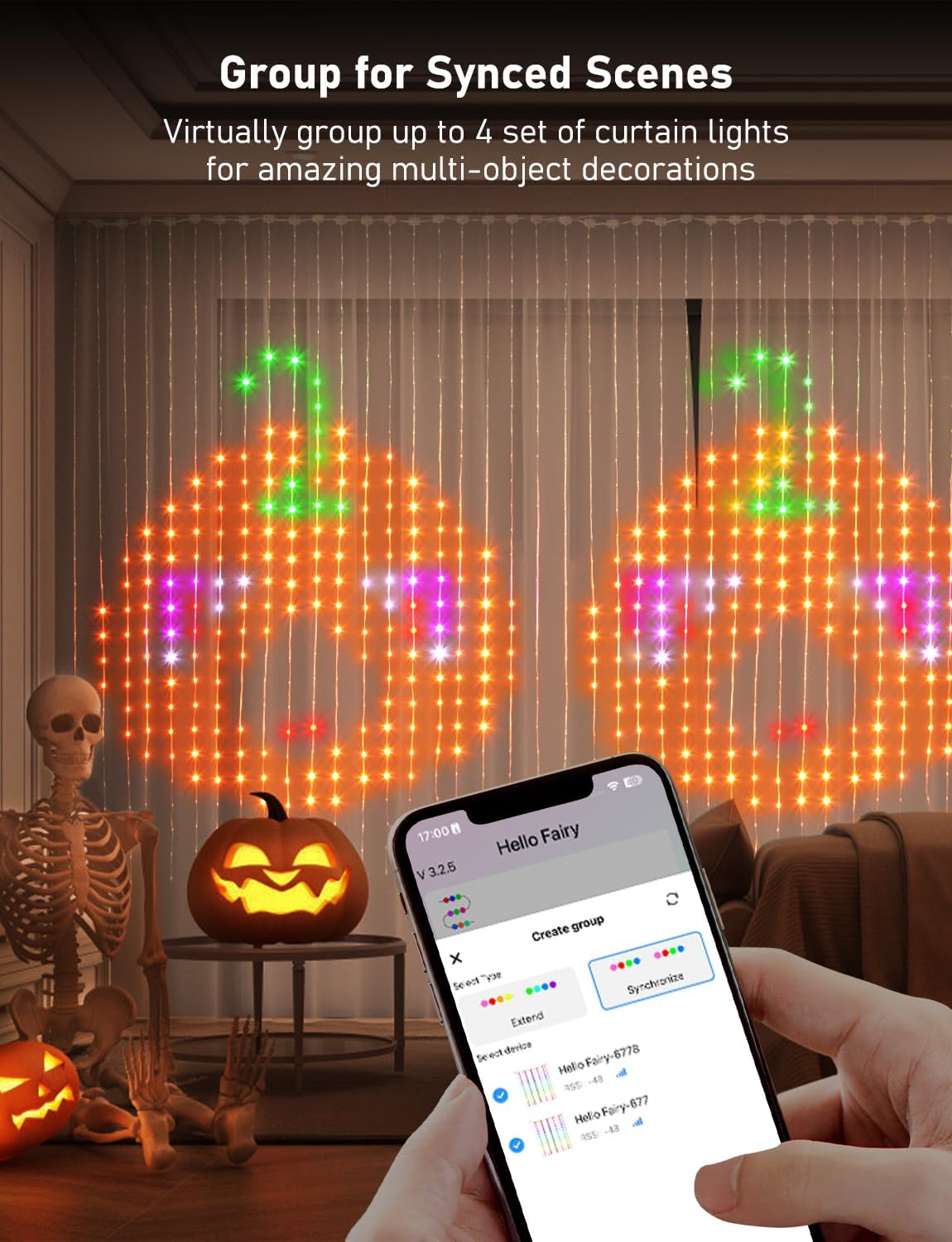 Amposei Smart Curtain Lights, Smart LED Curtain String Lights Outdoor, 540 LEDs Christmas Lights, Dynamic DIY Light, Music Sync Color Changing Fairy Lights with APP Remote Control for Backdrop Bedroom