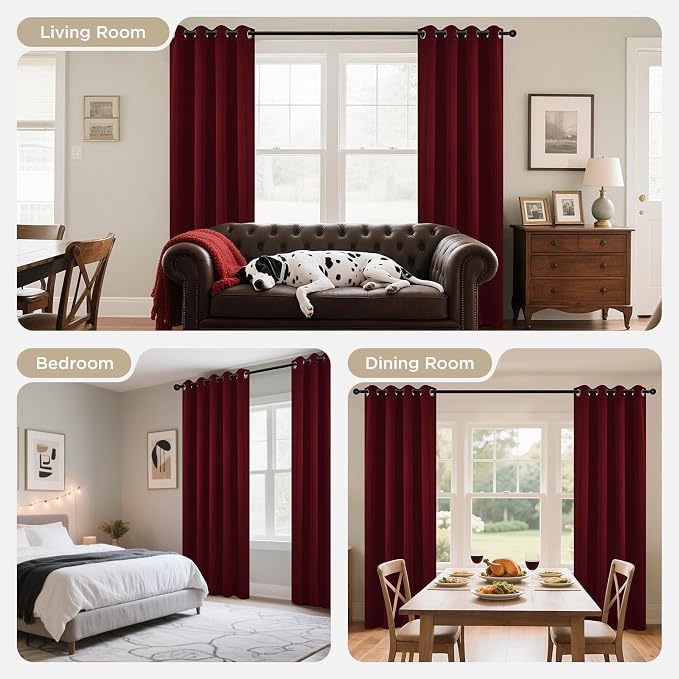 Joydeco Blackout Curtains for Bedroom 45 Inch Drapes 2 Panels Burgundy | - Image 8