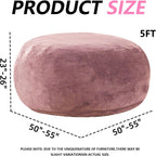 5FT，Big Bean Bag Chairs for Adults，Large beanbag with Filler Included，Memory Foam Material，Easy to Clean and Washable Corduroy Fabric，Suitable for Living Room and Bedroom (Pink, 5 Foot)
