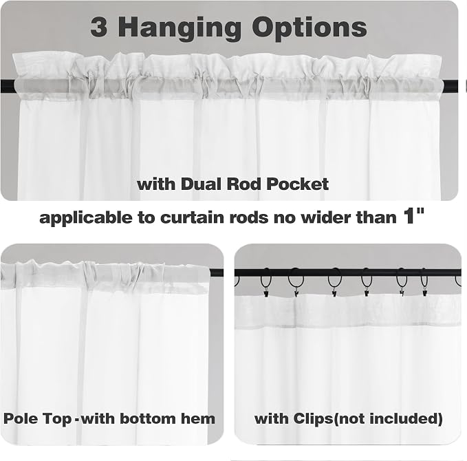 Chyhomenyc White Sheer Curtains 90 Inches Long 2 Panels, Light Filtering White - Image 4