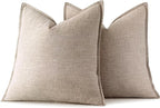 MIULEE Decorative Linen Euro Sham Pillow Covers 24x24 Inch Natural Linen | Boho - Image 7