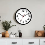 Wall Clock Analog 10 Inch Silent Non Ticking Battery Operated Modern Decorative for Living Room Kitchen Office Bedroom Bathroom(Black)