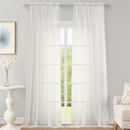 Ivory Sheer Curtains 120 Inches Long 2 Panels Set, Airy Lightweight Sheer Ivory by OWENIE