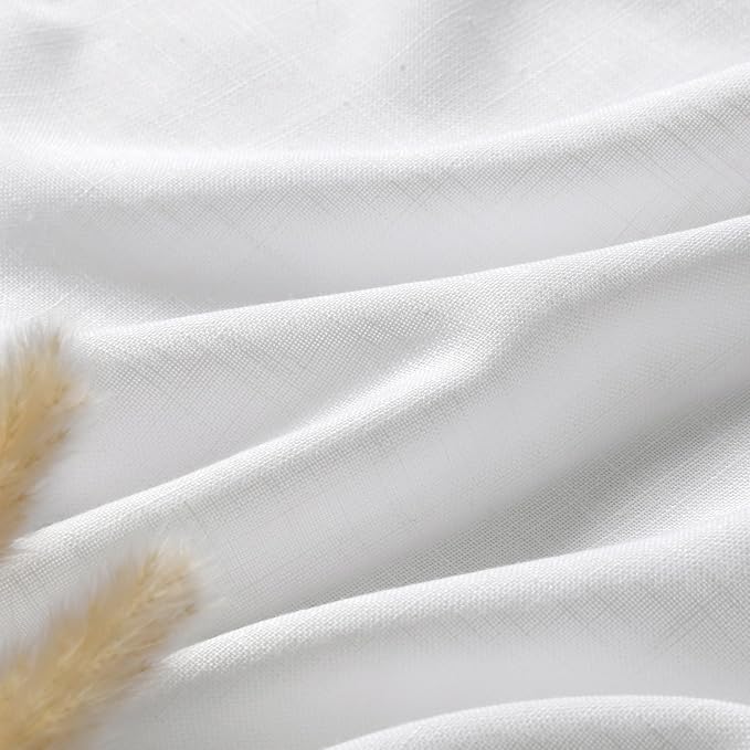 White Linen Extra Long Curtains 121 Inches Long 2 Panels Set Back Tab Curtains - Image 6