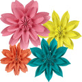 ADLKGG Hanging Colorful Paper Flower Fans Decorations, Flower Paper Fan Event Accessory for Tea Party, Wall Background Birthday, Wedding, Summer Party, Classroom Decor, Nursery Decoration, Set of 4