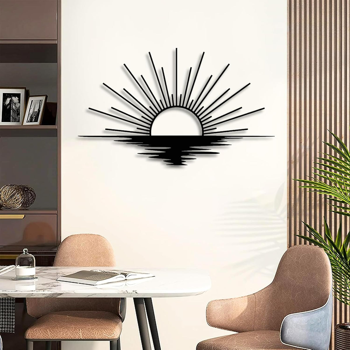 Sunrise Metal Wall Art, Metal Sun Wall Decor, Metal Sun Outdoor Decor, Large Metal Sun Wall Art, Sun Wall Art, Boho Sun Wall Art, Sunshine Metal Sign, Living Room Bedroom Wall Hangings (Gold, 29"x 17"| 76x45cm )