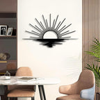 Sunrise Metal Wall Art, Metal Sun Wall Decor, Metal Sun Outdoor Decor, Large Metal Sun Wall Art, Sun Wall Art, Boho Sun Wall Art, Sunshine Metal Sign, Living Room Bedroom Wall Hangings (Silver, 31"x 18"| 80x47cm )