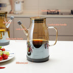 Large Glass Oil Dispenser Bottle for Kitchen Cooking Recipiente Para Aceite De Cocina Olive Oil Vinegar Dispenser Cruet Stainless Steel Lid No Drip Liquid Container (Champagne, 20oz / 600ml)