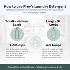 FREY Concentrated Liquid Laundry Detergent | Formulated for Sensitive Skin & HE Washers | Removes Stains Effectively | 50 Loads per Bottle (1-pack Cedar Grove)