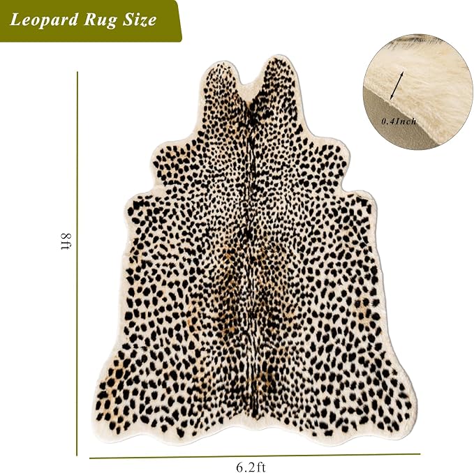 Leopard Print Rug, Large Cheetah Rug 6.2x8 Feet Soft Faux Animal Print Carpet - Image 2