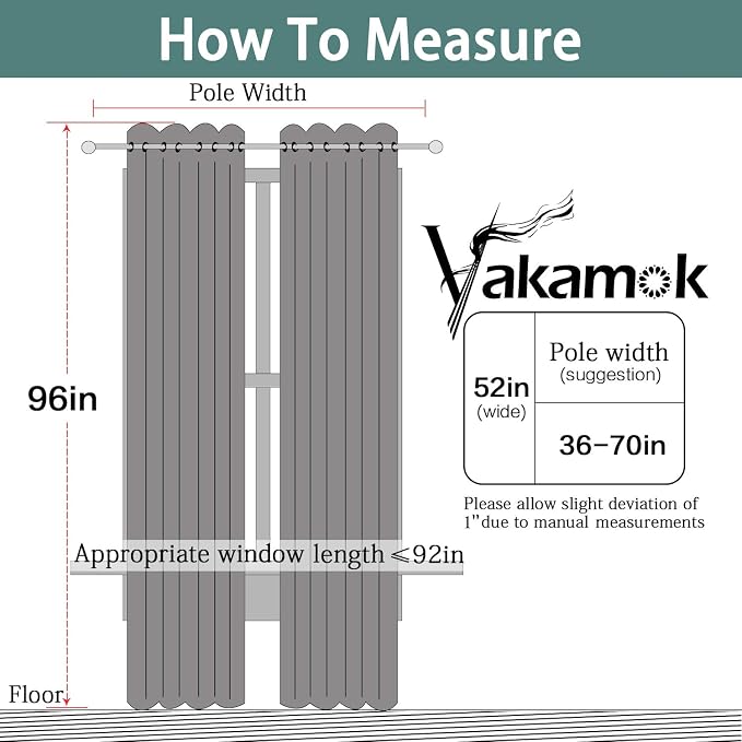 Yakamok Pure White 100% Blackout Curtains 96 Inches Long 52" Wide 2 Panel | - Image 8