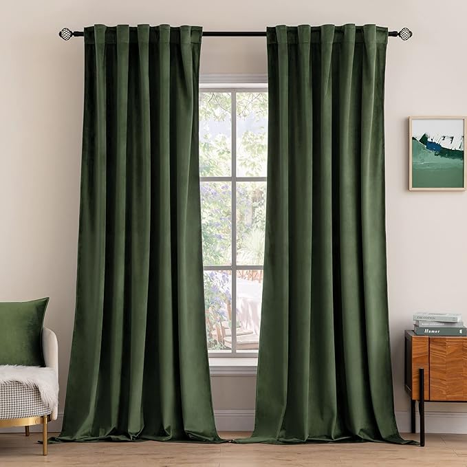 MIULEE Velvet Curtains Extra Wide 72x84 inches Olive Green Curtains | Luxury by MIULEE