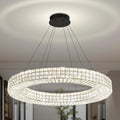 Dia 40" Modern Chandelier Ring Crystal Chandelier Adjustable Height Luxury Crystal Pendant Ceiling Light Fixture for Dining Living Room Bedroom