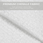 Chenille Fabric Accent Chairs Set of 2, Upholstered Armchair with Solid Wood Legs, Modern Living Room Accent Chair, Comfy Single Sofa Reading Club Chair for Bedroom Reception Lounge, White
