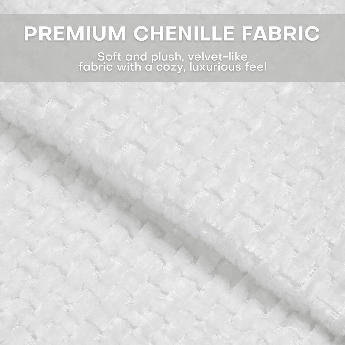 Chenille Fabric Accent Chairs Set of 2, Upholstered Armchair with Solid Wood Legs, Modern Living Room Accent Chair, Comfy Single Sofa Reading Club Chair for Bedroom Reception Lounge, White