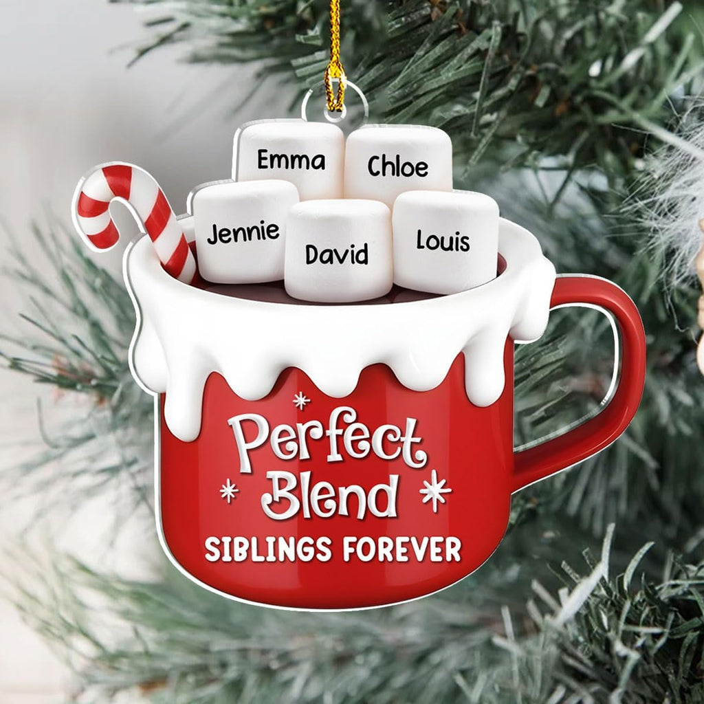 A Blend of Christmas Cheer Personalized Acrylic Ornament – Custom Name Charms Family Members up to 10 People, Holiday Decoration for Family Members & Friends