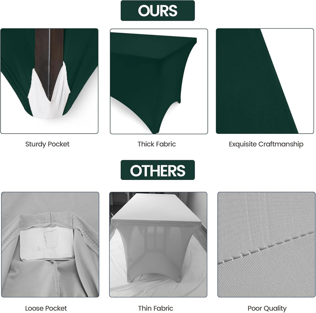 Utopia Kitchen 6ft Spandex Table Cloth Rectangle [1 Pack, Hunter Green] 200GSM Premium Stretch, Washable and Wrinkle Resistant Table Cover Fitted for Event, Wedding, Banquet [72Lx30Wx30H Inch]