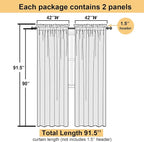 Black Sheer Curtains 90 Inches Long 2 Panels Set, Privacy Voile Light Filtering - Image 3