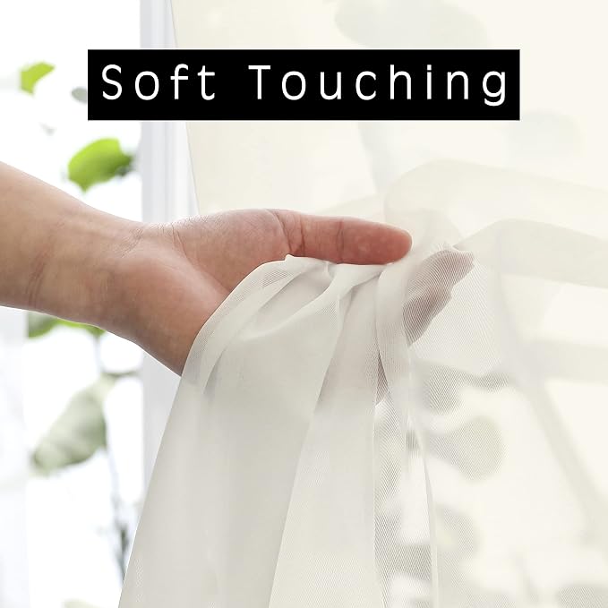 Ivory Sheer Curtains 63 Inches Long - Image 2