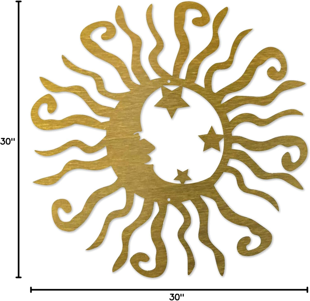 Riverside Designs Wacky Solar Moon Metal Wall Art Steel Outdoor Decor | Heavy-Duty and Waterproof | Made in USA (Gold, 30L x 30W)