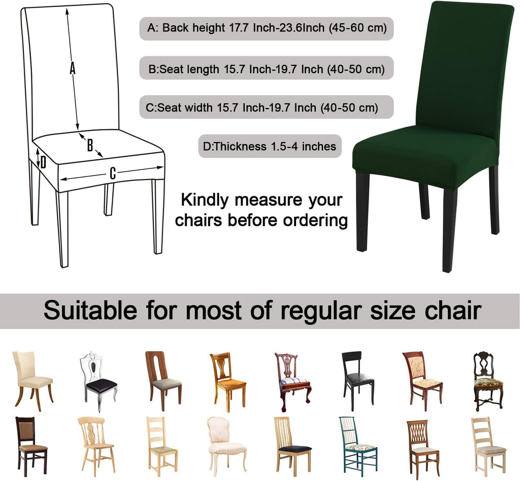 JQinHome Chair Covers for Dining Chairs, High Stretch Removable Washable Chair Protector Cover Set of 4, Chair Slipcovers for Dining Room, Kitchen,Home Party,Wedding Ceremony(Hunter Green, 4PC)