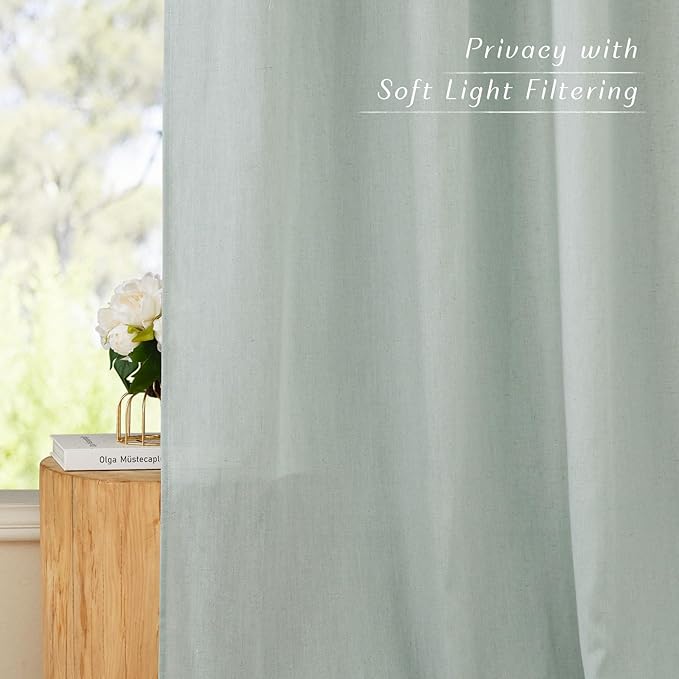 NICETOWN Flax Sage Green Linen Curtains - Image 3