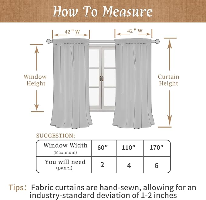 63 Inch 100% Blackout Linen Curtains - Image 9