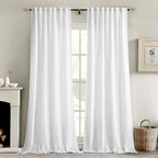 MIULEE White Linen Curtains 108 Inch Long 2 Panels by MIULEE