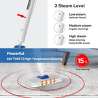 Steam Mop for Floor Cleaning,15-Second Setup,Chemical-Free Floor Steam Cleaner for Hardwood,Laminate,Tile&Greasy Spots.Ergonomic Design with Hands-Free Standing,3 Steam Settings,Reusable Washable Pads