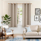 YoungsTex Oatmeal Linen Semi Sheer Curtains 42X63 Inch Long - Image 2
