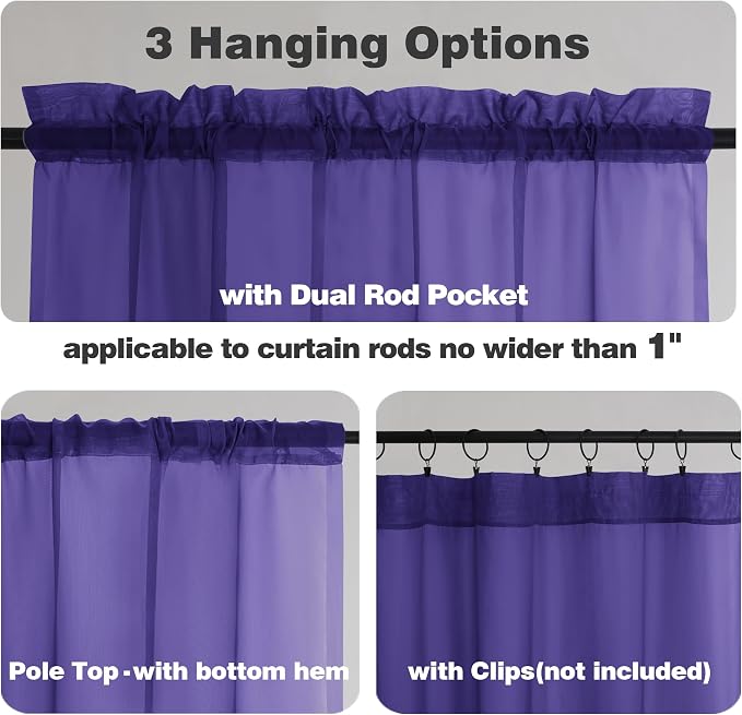 Chyhomenyc Sheer Curtains 63 Inch Length 2 Panels, Soft Airy, Rod Pocket - Image 2